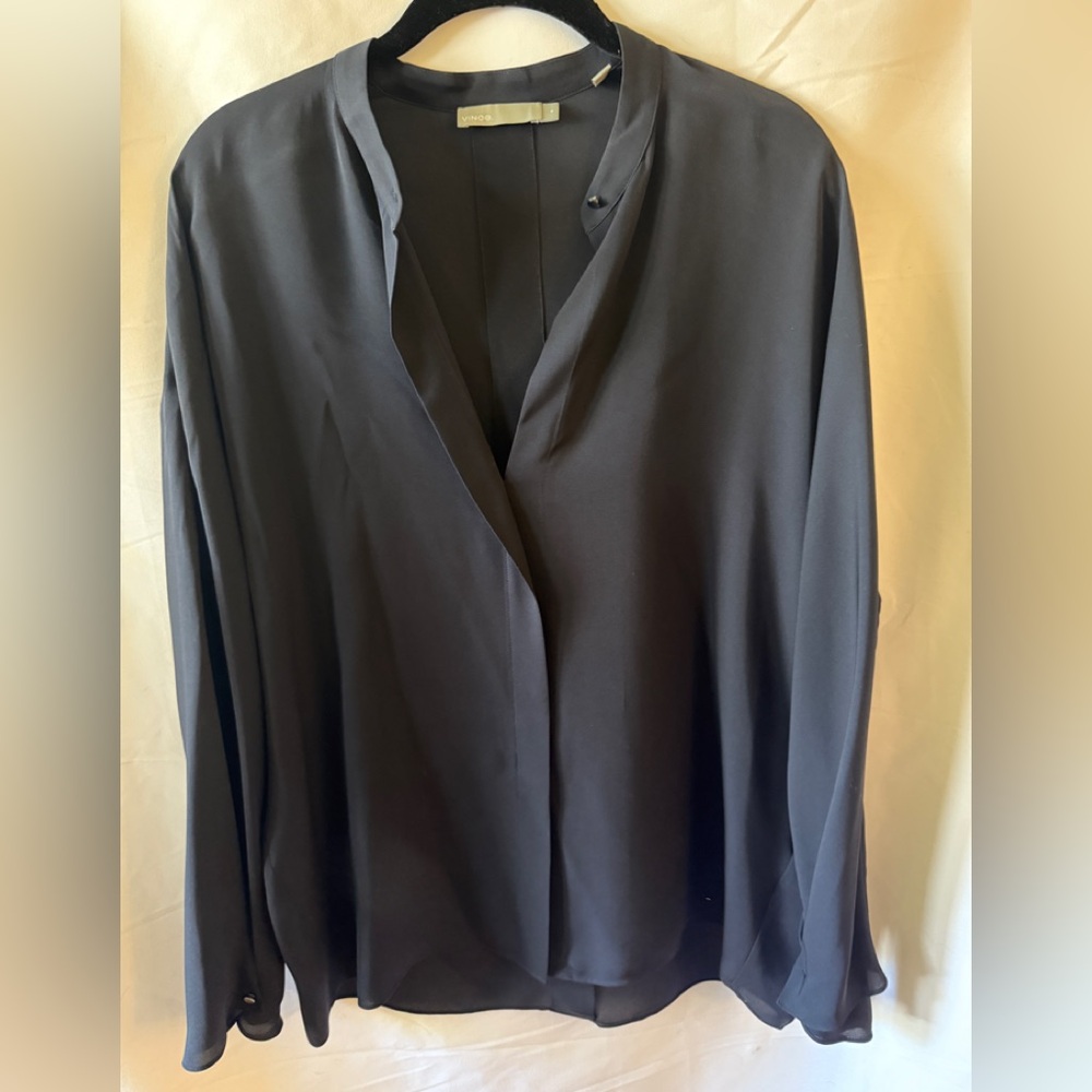 Vince Navy Silk Crepe Tunic